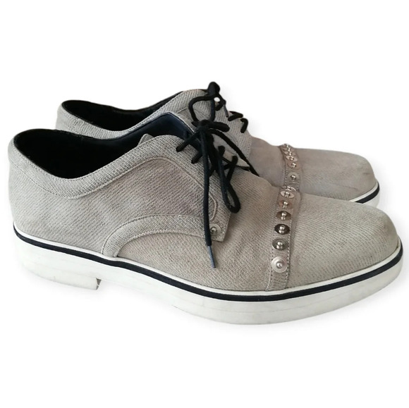 Nicholas Kirkwood Woman's Suede Derby Shoes Gray with Silver Studs 40 IT 10 US - Picture 1 of 17